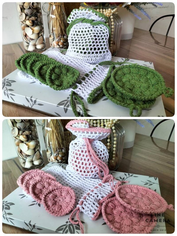 Filet lavage et coton démaquillant réutilisable