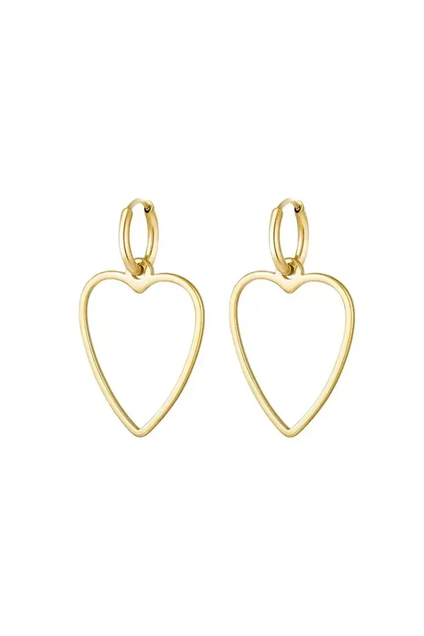Gold open heart oorbellen