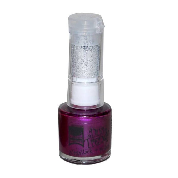 Nagellak paars 8,5 ml met glitters zilver 0,5 gr
