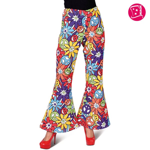 Hippie Broek Flowers & Peace Flared Dames