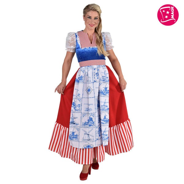 Hollandse Delfts blauwe jurk lang