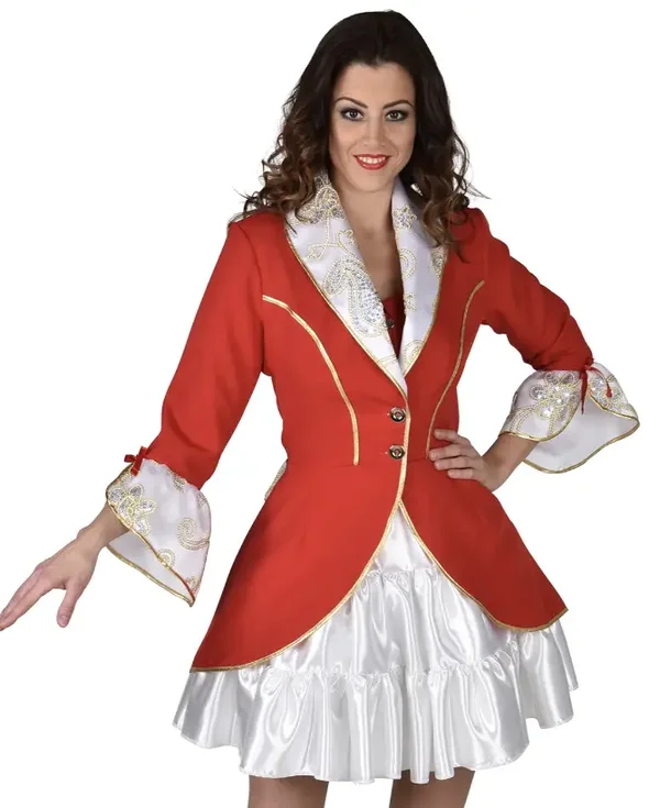 Slipjas Rood Met Paillet Kant, maat M = 40*