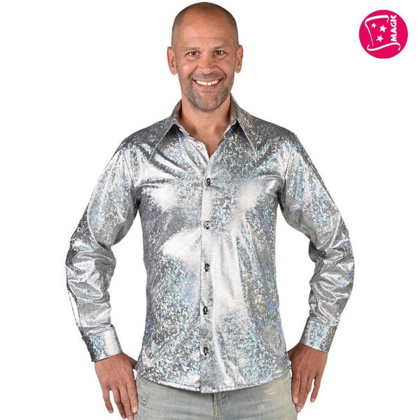 Hemd Hologram Zilver, Maat L & XL*