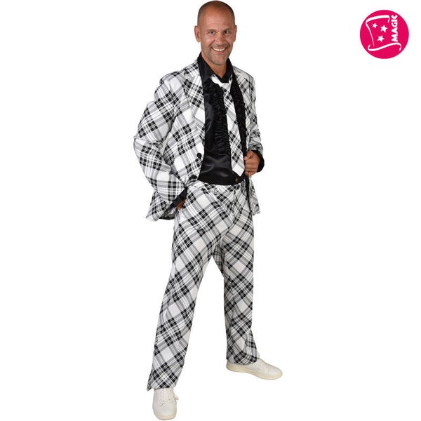 Geruit Pak Zwart Wit 3 delig