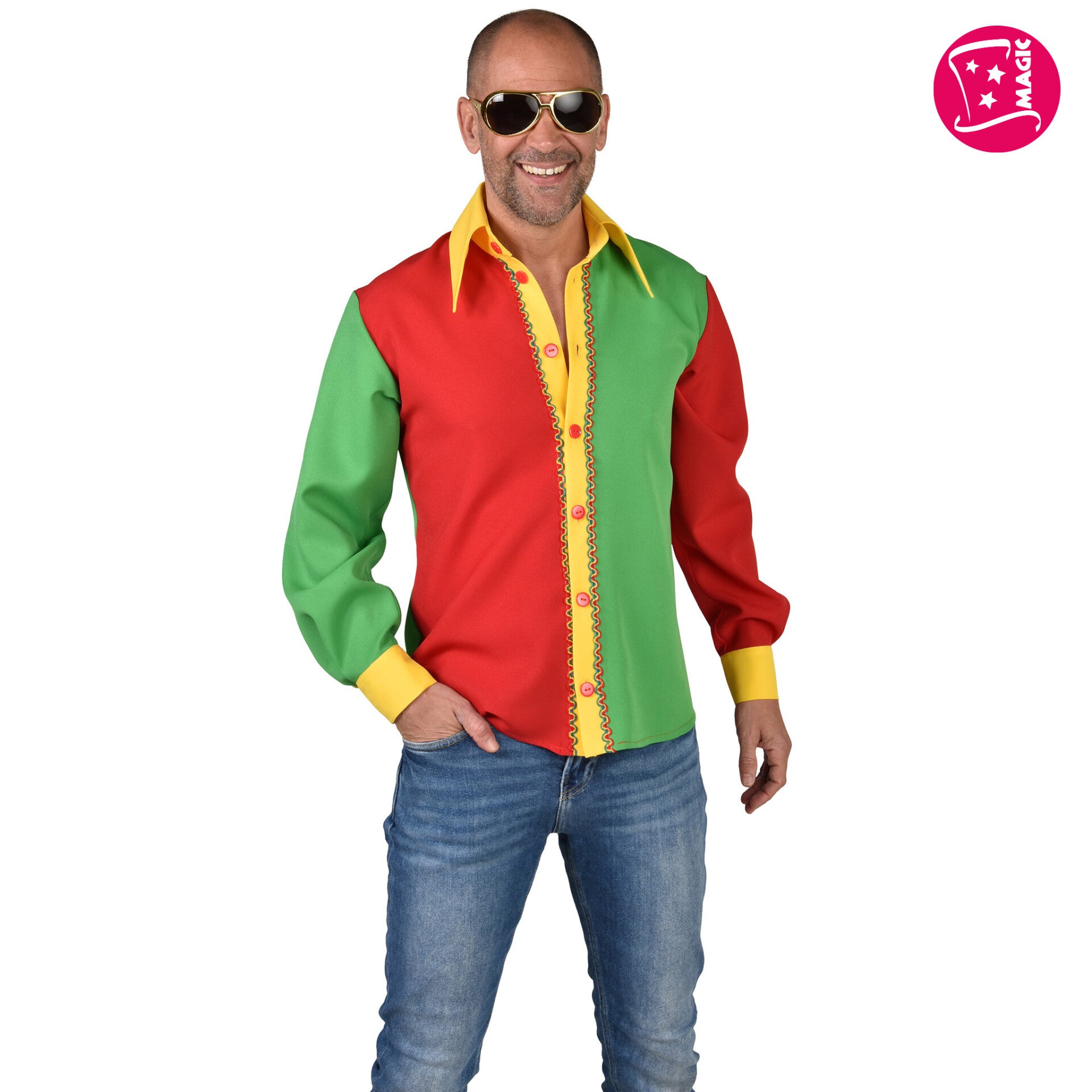 Blouse rood/geel/groen