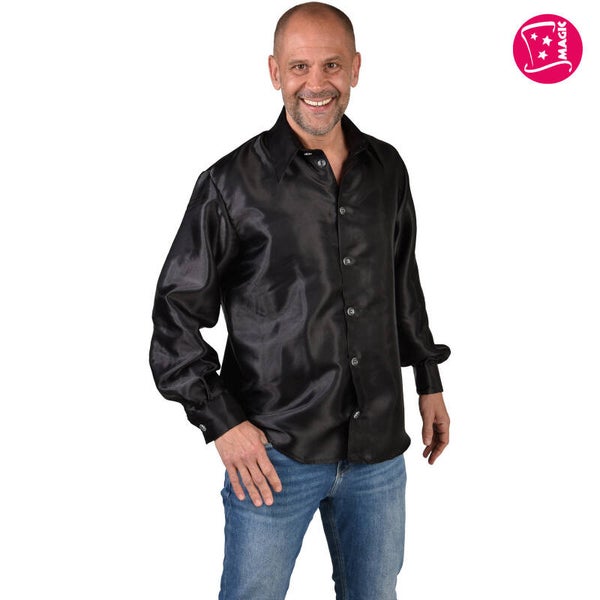 Hemd Satijn Uni Zwart