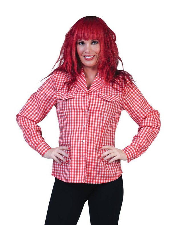 Cowboy blouse rood wit geruit