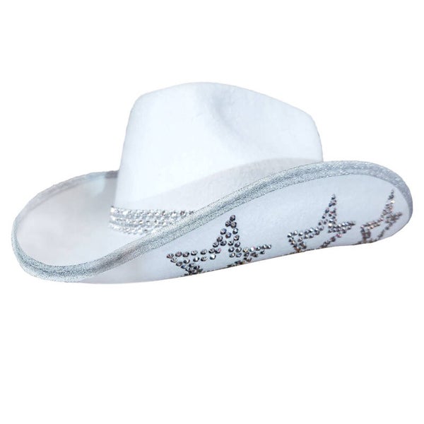 Cowboy hat white with rhinestones