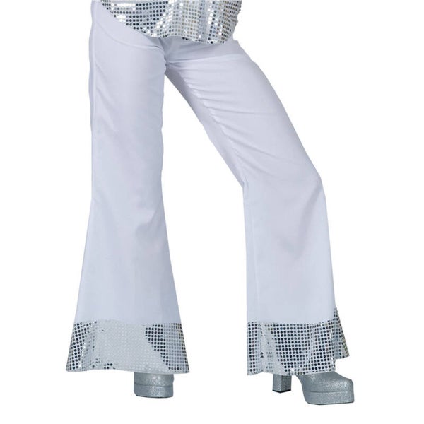 Disco Flared Broek Wit met Zilveren Pailletten Bie