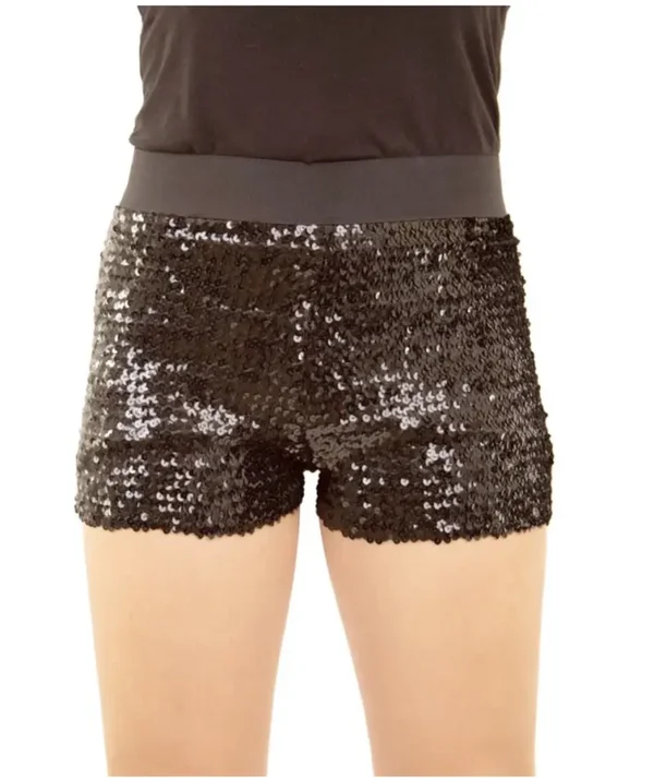 Glitter Pailletten Hotpants Zwart