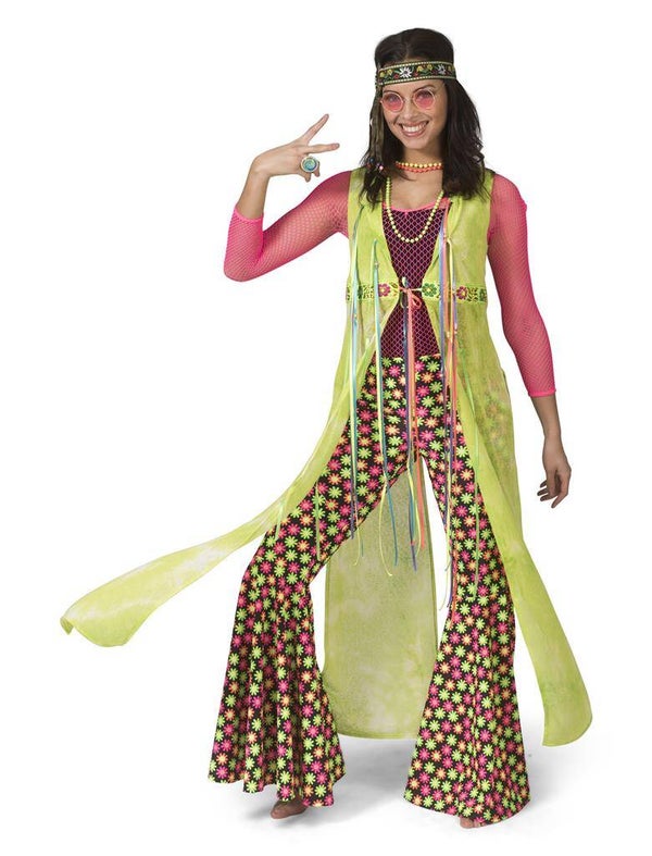 Neon Gele Hippie Bloemetjes Fiercly vest
