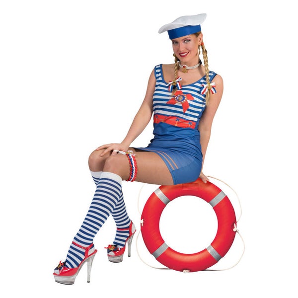 Matroos Maude Jurk Dames – Blauw-Wit Gestreept Marine Matrozenjurkje