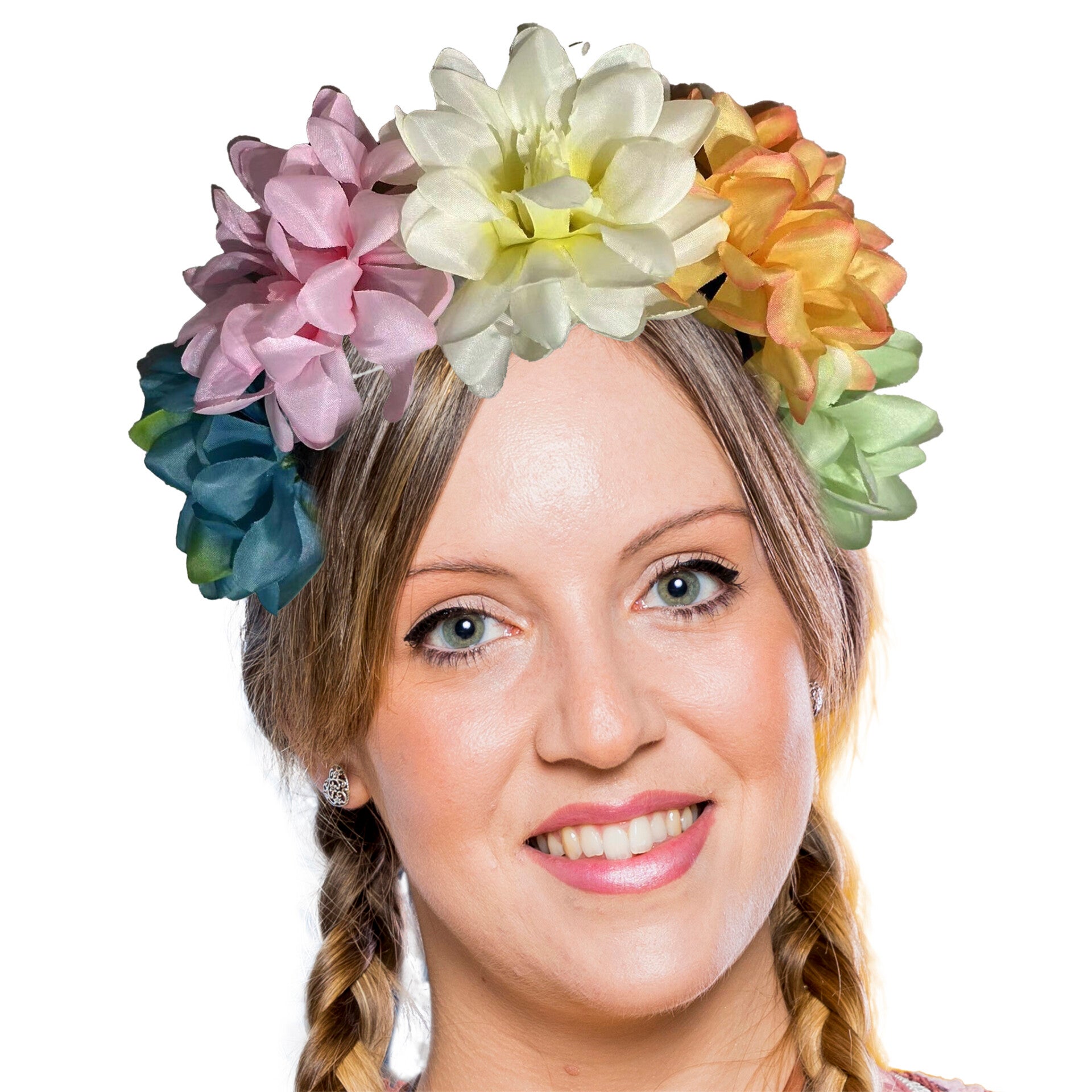 Diadeem met bloemen veelkleurig