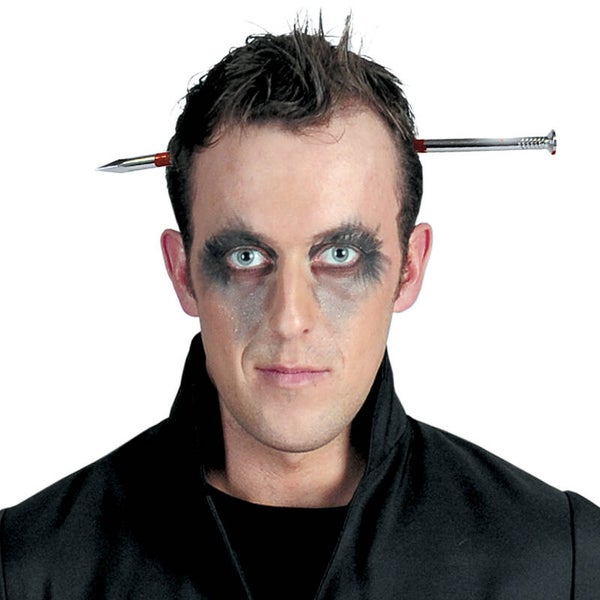 Diadeem met nep spijker door hoofd