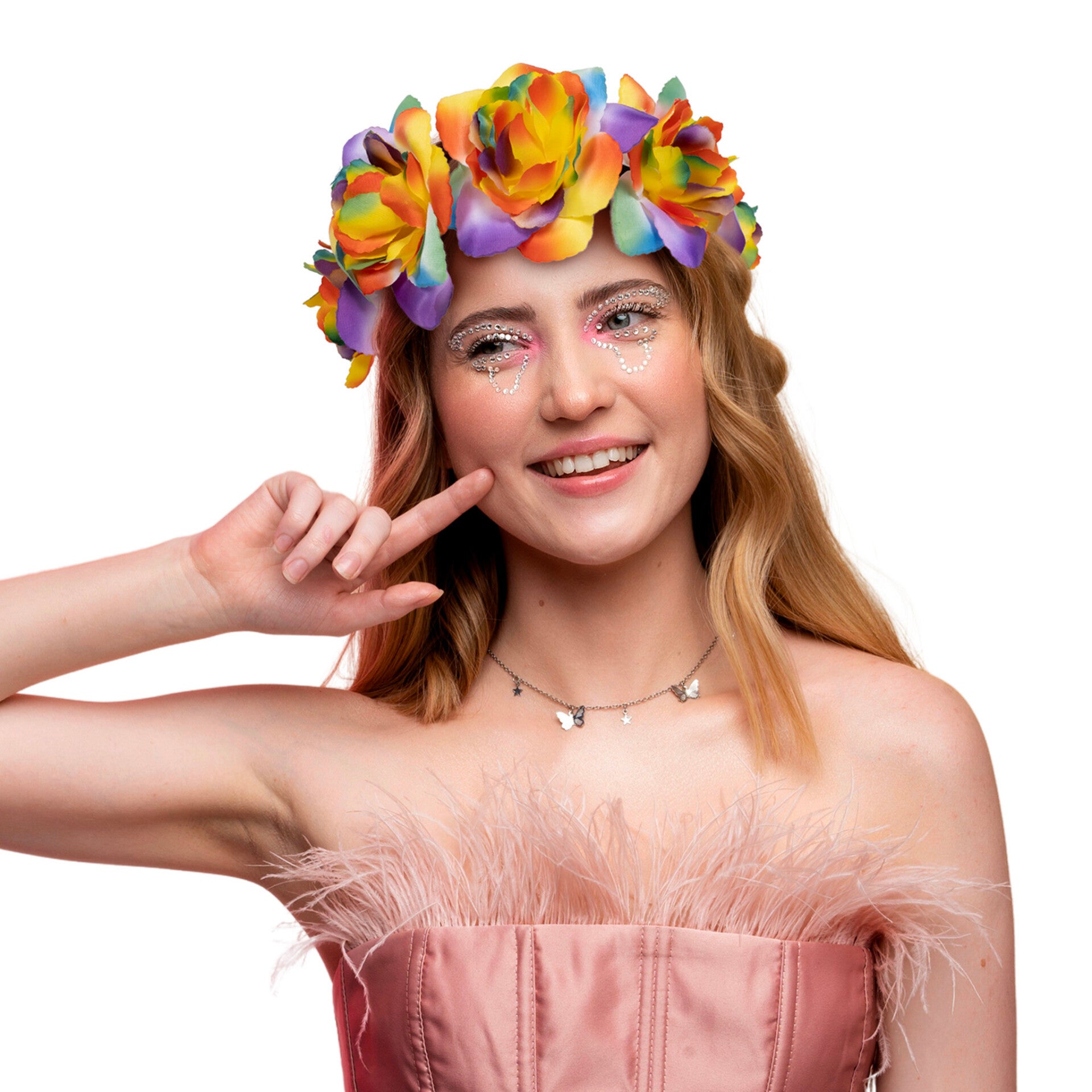 Haarband multicolor bloemen