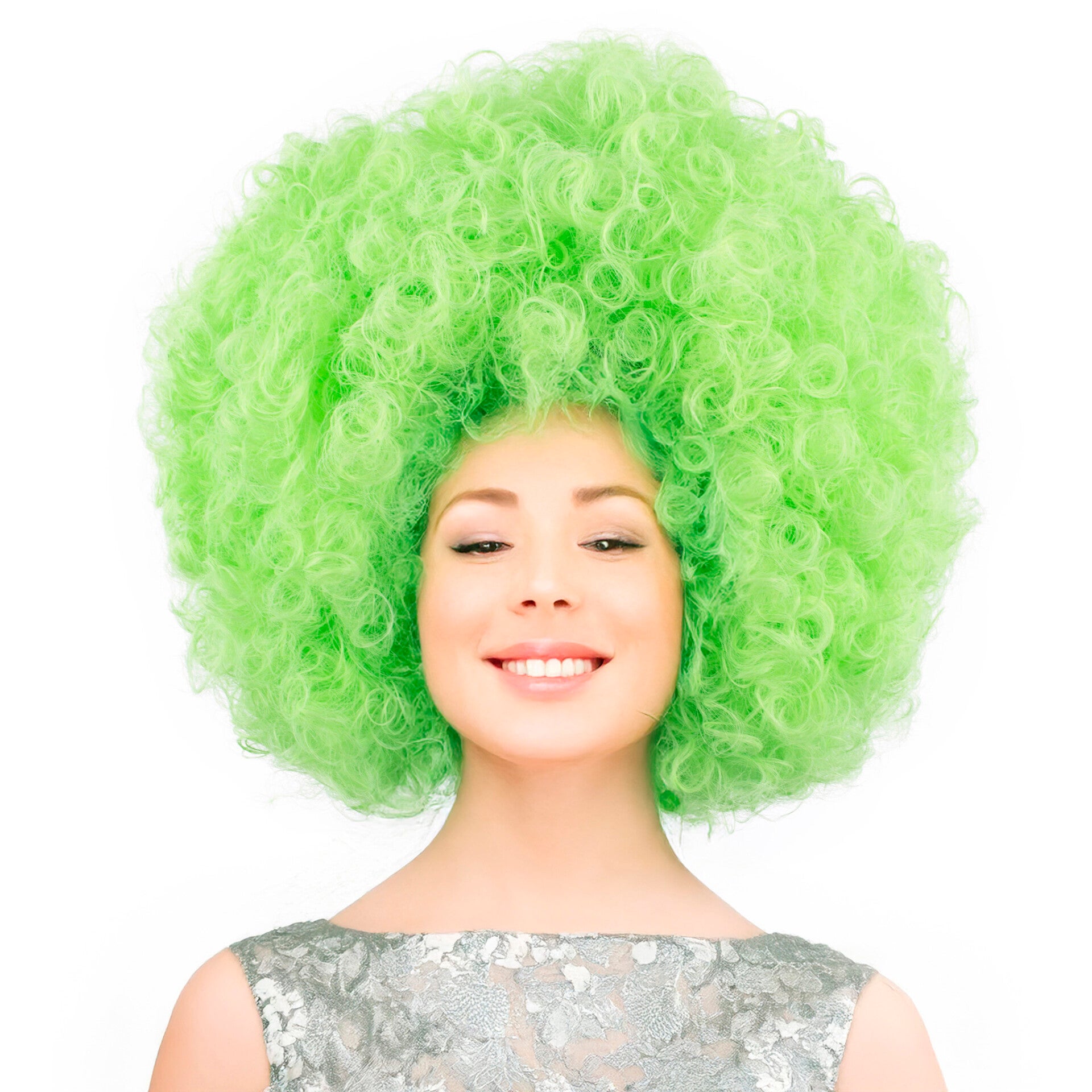 Pruik afro groen