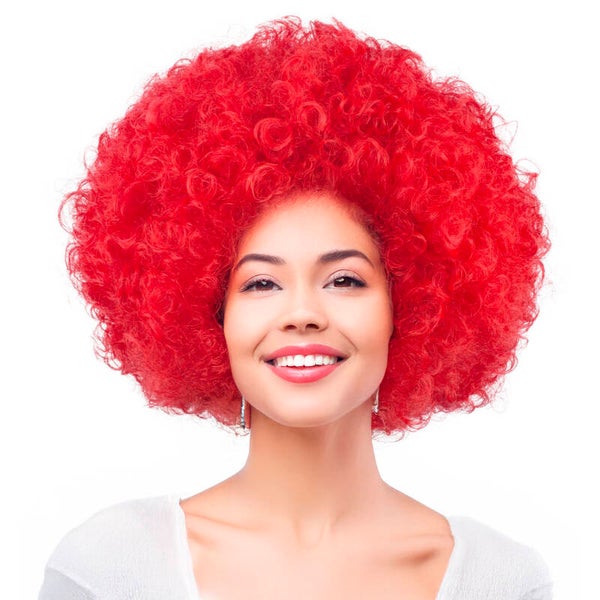Pruik afro Rood
