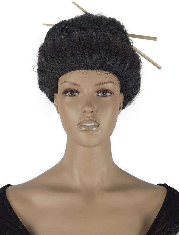 Unisex geisha pruik met stokjes