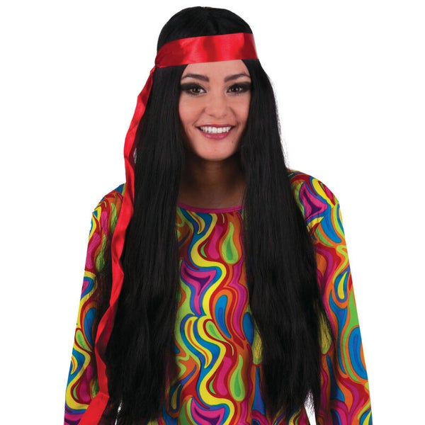 Pruik Piraat of Hippie vrouw met rode band