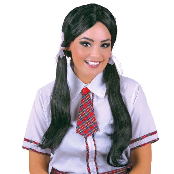 Pruik schoolmeisje zwart