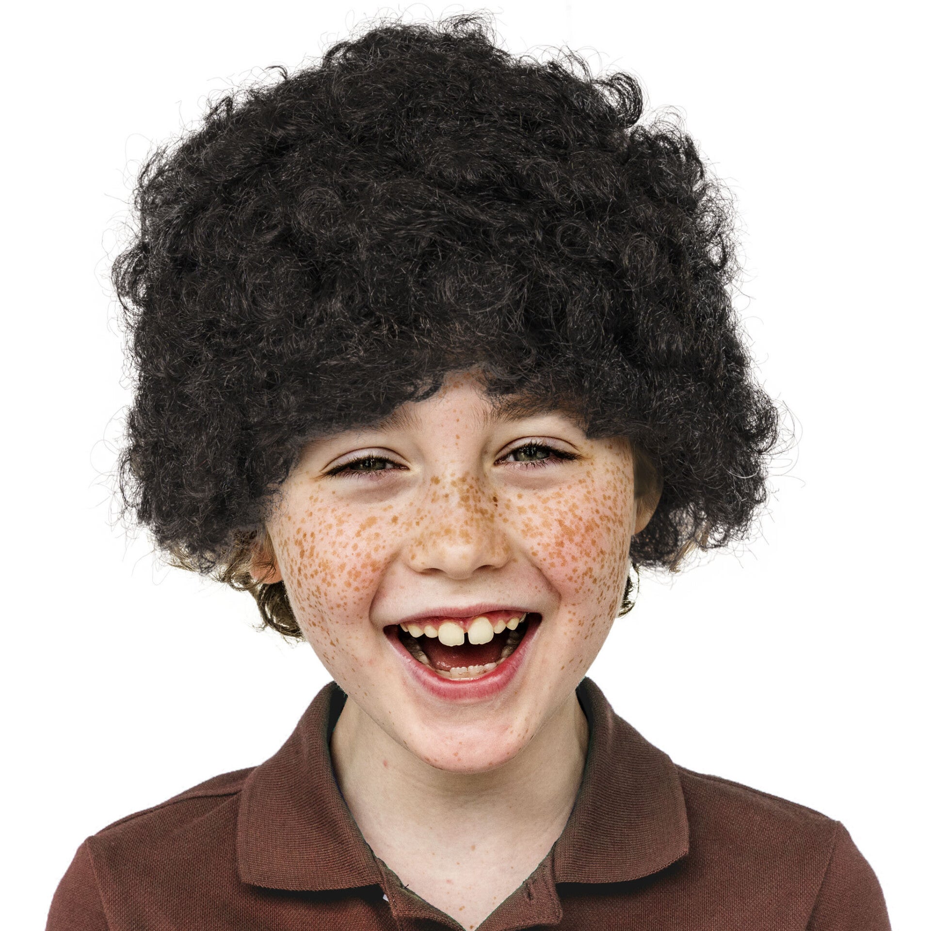 Pruik zwarte krullen kind