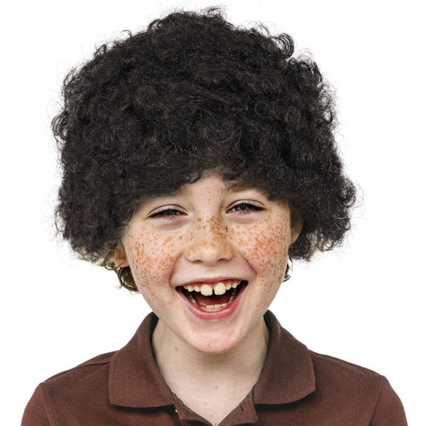 Pruik zwarte krullen kind