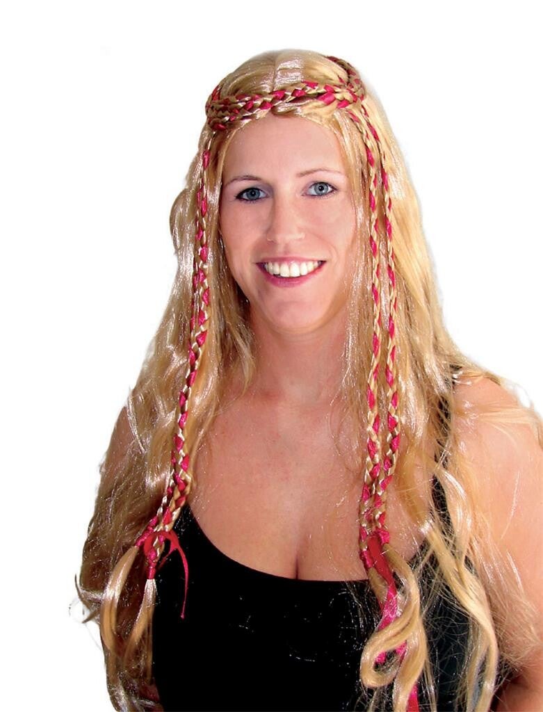 Hippie pruik met vlechtwerk