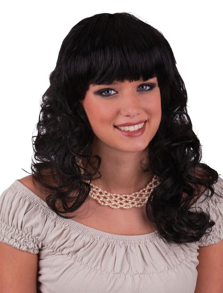 Pruik met krullen zwart