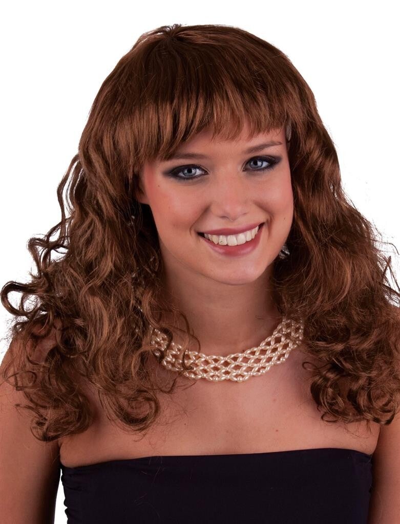 Pruik met krullen bruin