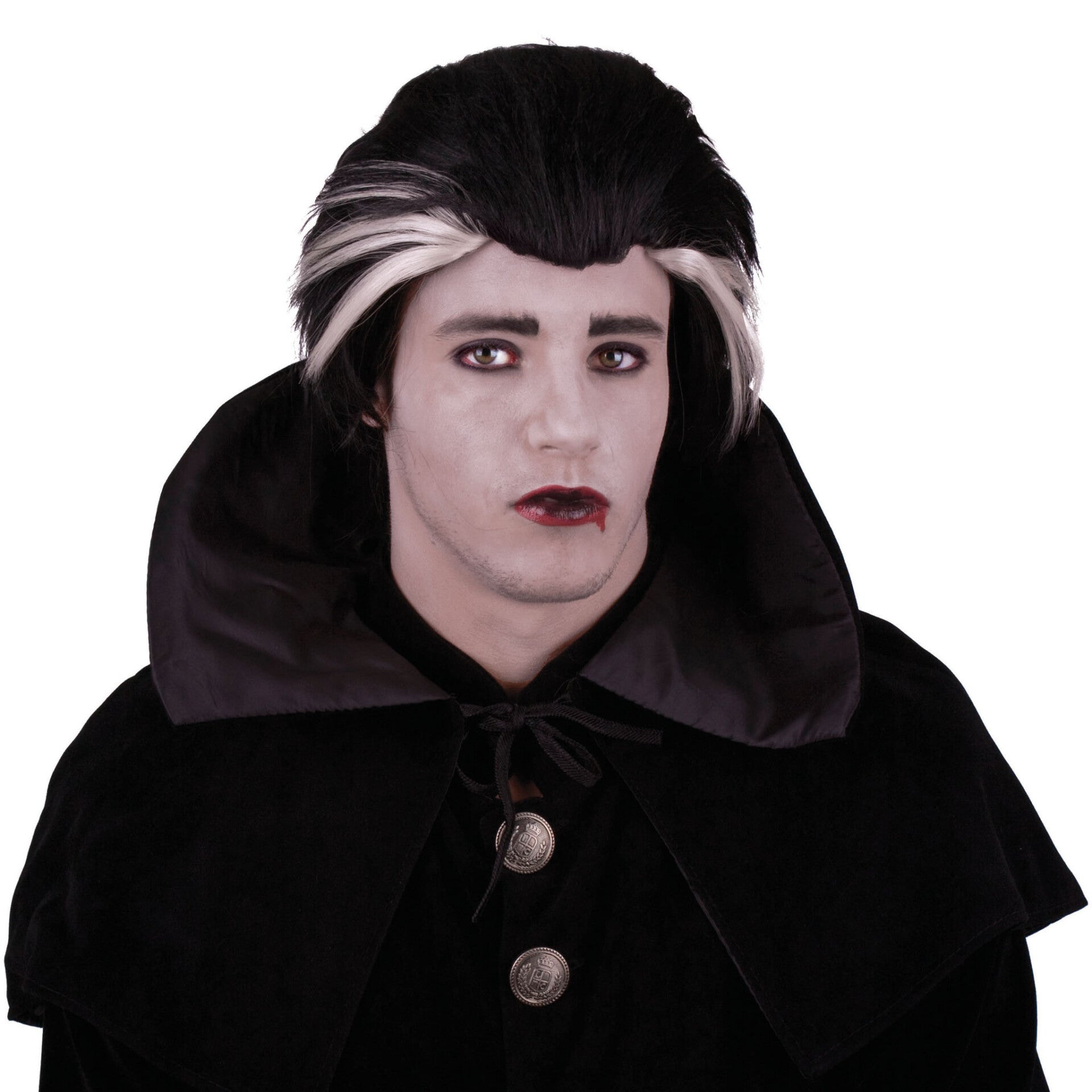 Pruik Vampier zwart met wit