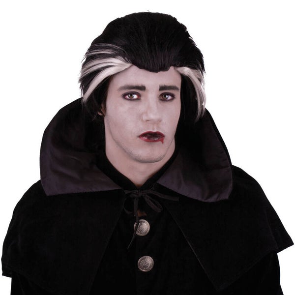 Pruik Vampier zwart met wit