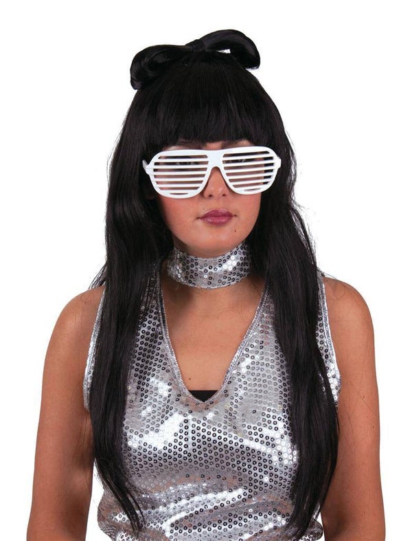 Pruik met strik zwart