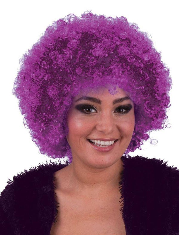 Pruik hippie afro paars