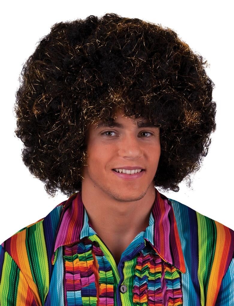 Pruik maxi afro zwart goud