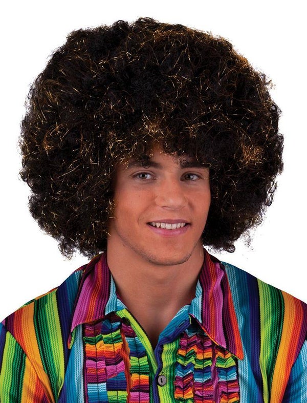 Pruik maxi afro zwart goud