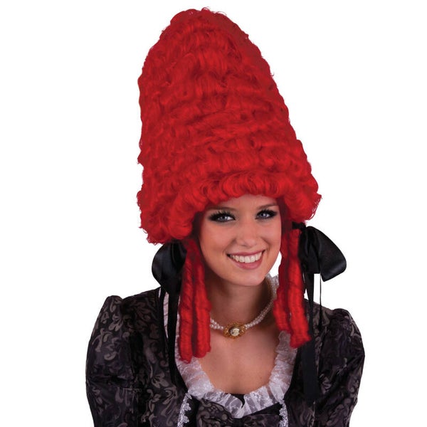 Pruik Pompadour rood