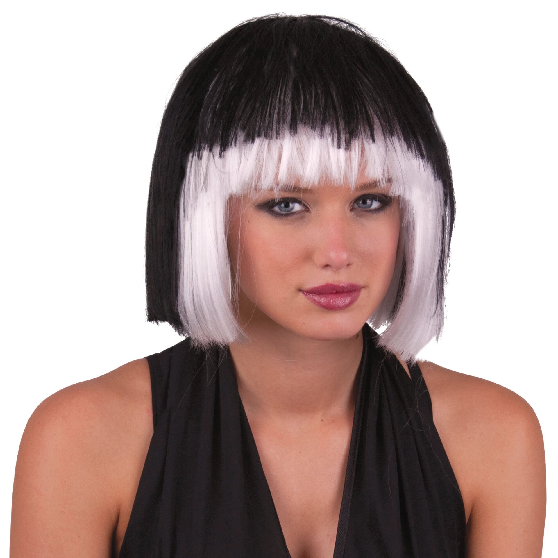 Pruik sexy Holly zwart met wit