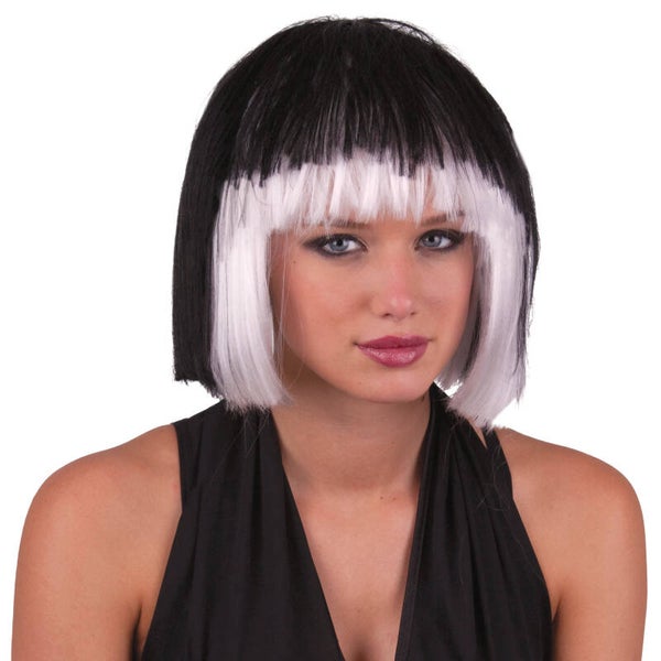 Pruik sexy Holly zwart met wit