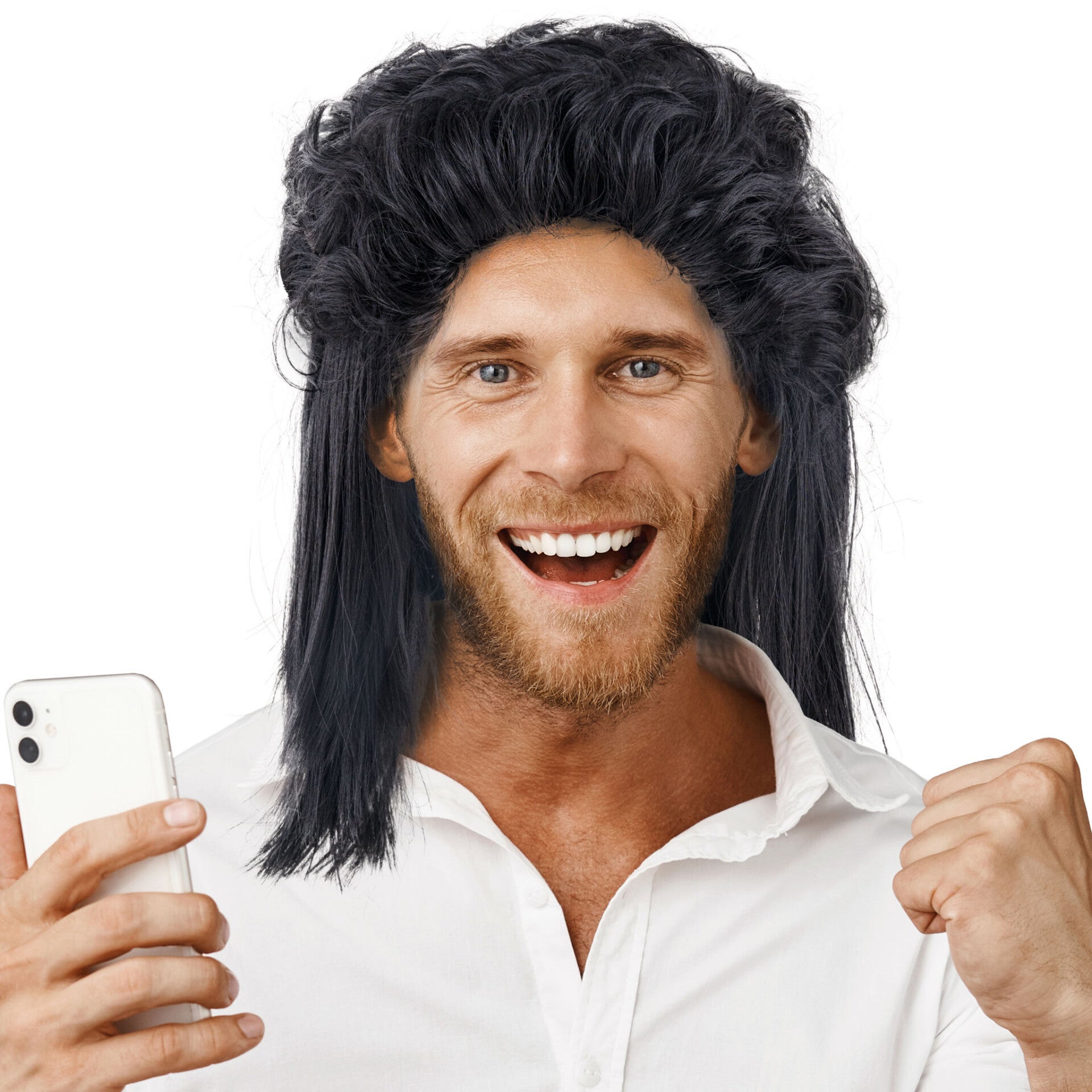 Pruik Johnny zwart matje