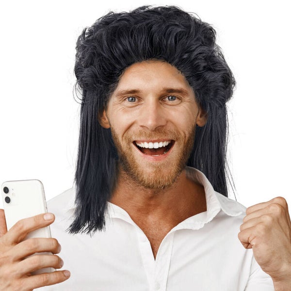 Pruik Johnny zwart matje