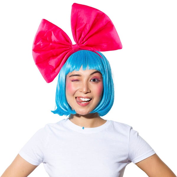 Fluo diadeem met reuzestrik Roze