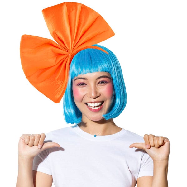 Fluo diadeem met reuzestrik Oranje