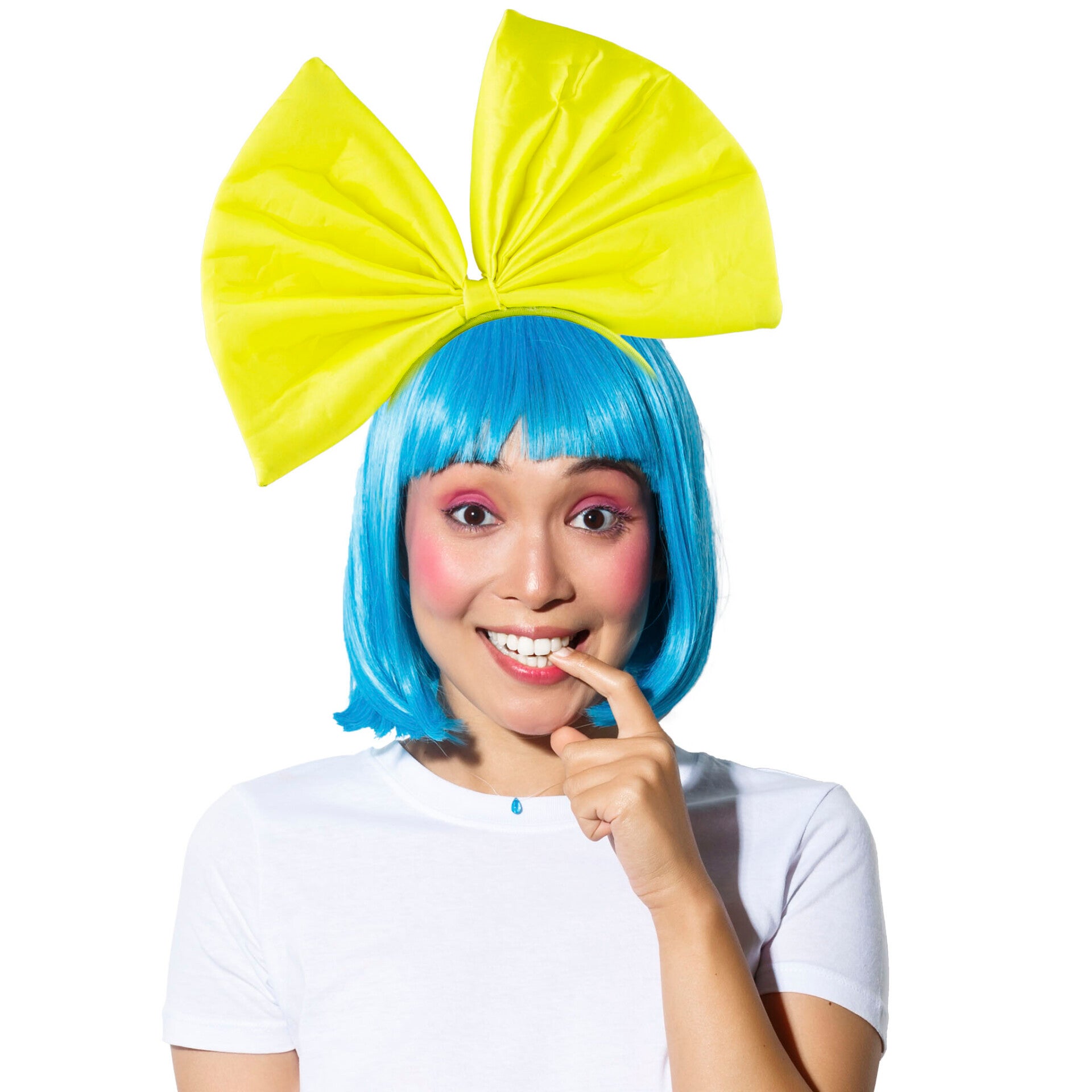 Fluo diadeem met reuzestrik Geel