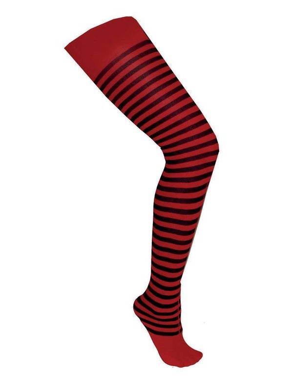Rode Panty met zwarte strepen