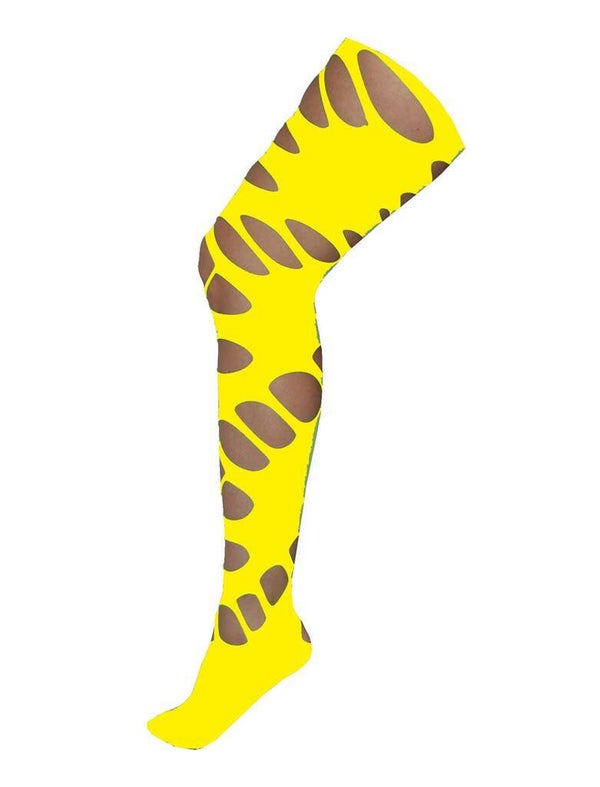 Neon gele disco panty met grote gate