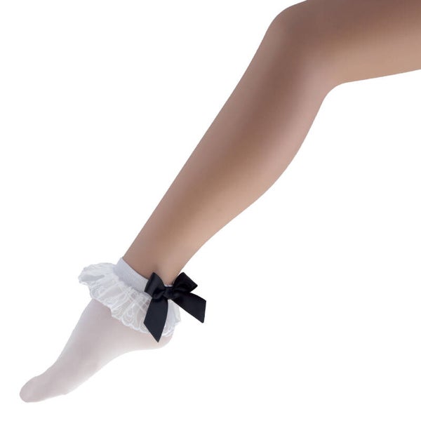 Enkelsokjes wit met zwarte strik