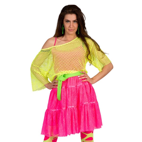 Visnet shirt in neon geel