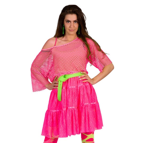 Visnet shirt in neon roze