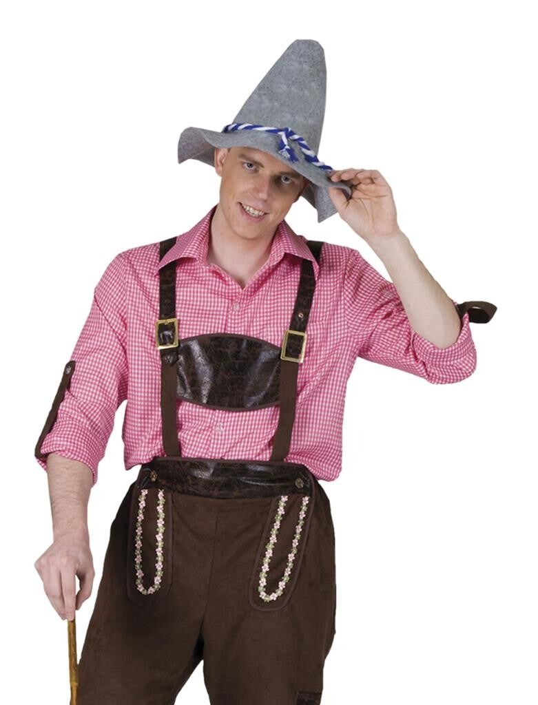 Geruit hemd roze/wit met mouw ophangers