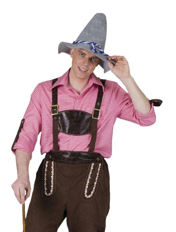 Geruit hemd roze/wit met mouw ophangers